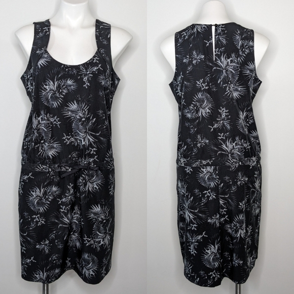 FIG Clothing black floral drawstring waist active dress M - Picture 1 of 11